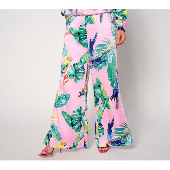Studio Park Women's Plus Sz Pants 2X Regular Paradise Wide Leg Pant Pink A645614 - Picture 1 of 4
